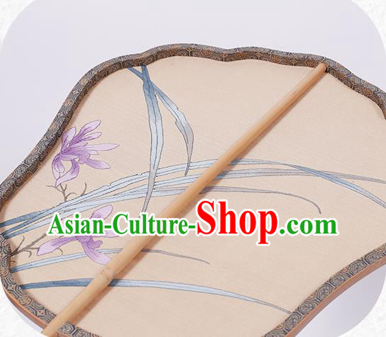 China Traditional Song Dynasty Princess Fan Classical Orchids Pattern Silk Fan Handmade Palace Fan China Traditional Song Dynasty Princess Fan Classical Orchids Pattern Silk Fan Handmade Palace Fan