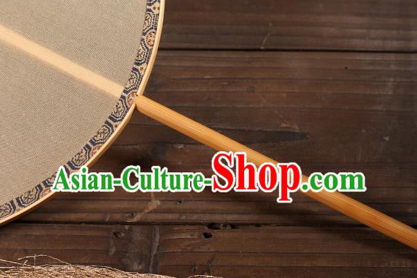 China Traditional Palace Fan Classical Peony Pattern Beige Silk Fan Handmade Hanfu Circular Fan China Traditional Palace Fan Classical Peony Pattern Beige Silk Fan Handmade Hanfu Circular Fan