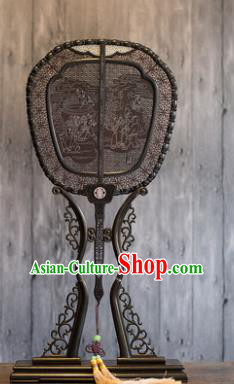 China Handmade Ebony Fan Traditional Carving Wood Fan Classical Palace Fan China Handmade Ebony Fan Traditional Carving Wood Fan Classical Palace Fan