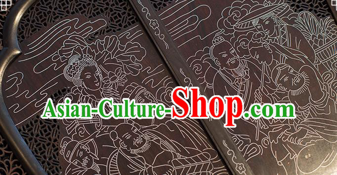China Handmade Ebony Fan Traditional Carving Wood Fan Classical Palace Fan China Handmade Ebony Fan Traditional Carving Wood Fan Classical Palace Fan