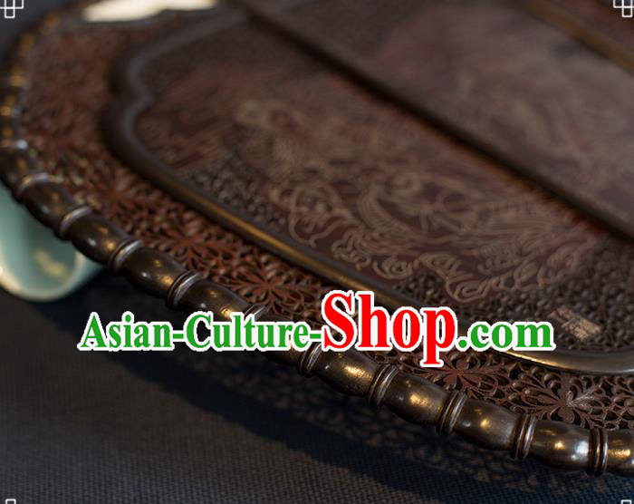 China Handmade Ebony Fan Traditional Carving Wood Fan Classical Palace Fan China Handmade Ebony Fan Traditional Carving Wood Fan Classical Palace Fan