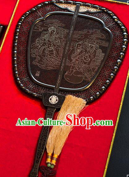 China Handmade Ebony Fan Traditional Carving Wood Fan Classical Palace Fan China Handmade Ebony Fan Traditional Carving Wood Fan Classical Palace Fan
