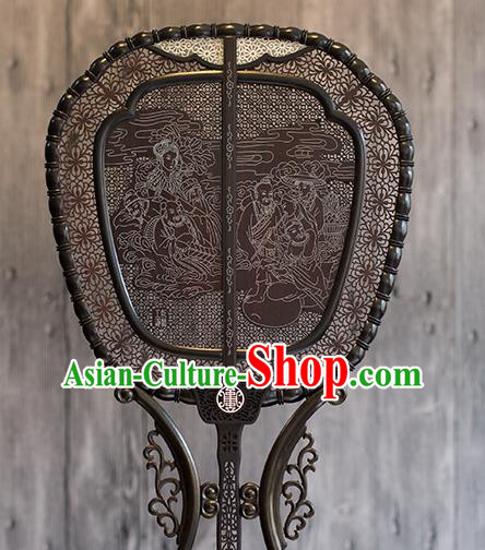 China Handmade Ebony Fan Traditional Carving Wood Fan Classical Palace Fan China Handmade Ebony Fan Traditional Carving Wood Fan Classical Palace Fan