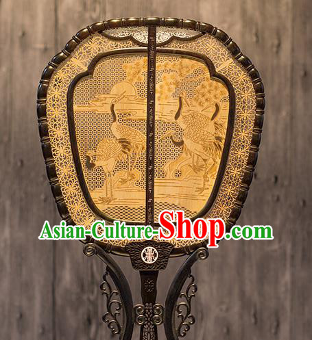 China Handmade Hollow Rosewood Fan Traditional Carving Wood Fan Classical Cranes Pattern Palace Fan China Handmade Hollow Rosewood Fan Traditional Carving Wood Fan Classical Cranes Pattern Palace Fan