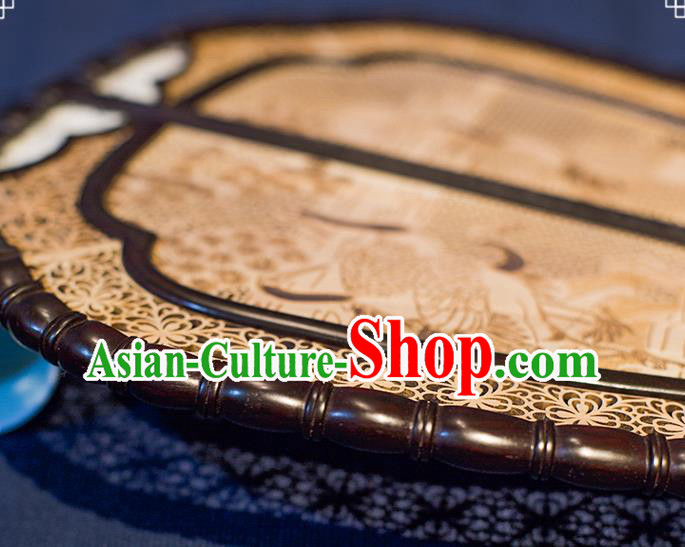 China Handmade Hollow Rosewood Fan Traditional Carving Wood Fan Classical Cranes Pattern Palace Fan China Handmade Hollow Rosewood Fan Traditional Carving Wood Fan Classical Cranes Pattern Palace Fan
