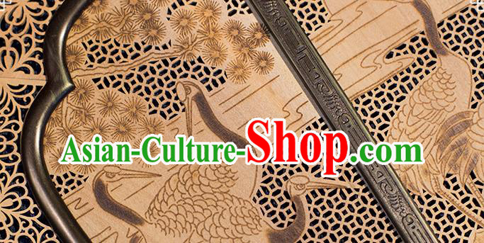 China Handmade Hollow Rosewood Fan Traditional Carving Wood Fan Classical Cranes Pattern Palace Fan China Handmade Hollow Rosewood Fan Traditional Carving Wood Fan Classical Cranes Pattern Palace Fan