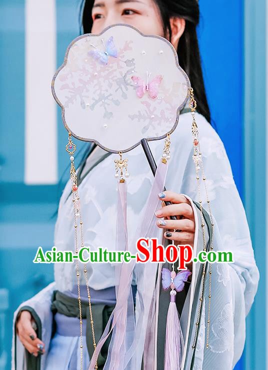 China Handmade Palace Fan Traditional Jin Dynasty Princess Silk Fan Classical Ribbon Tassel Fan China Handmade Palace Fan Traditional Jin Dynasty Princess Silk Fan Classical Ribbon Tassel Fan