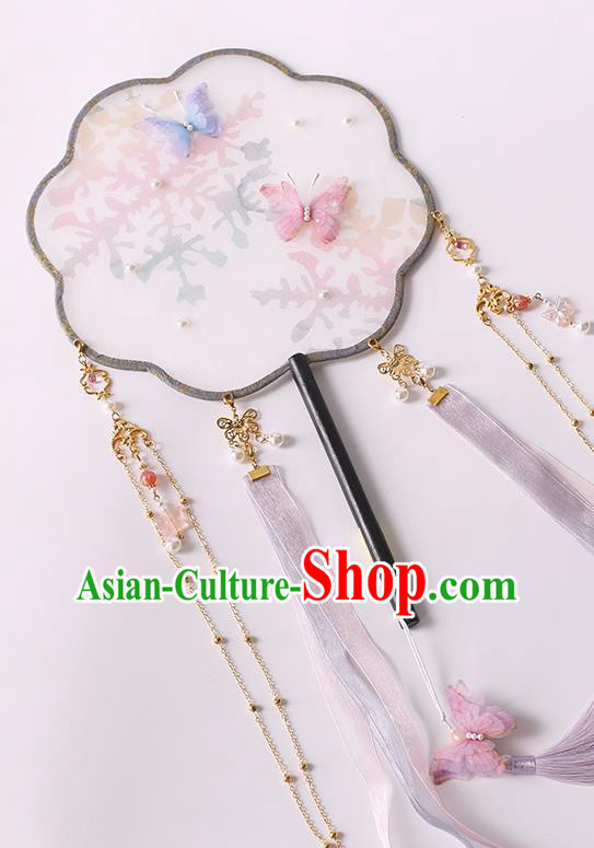 China Handmade Palace Fan Traditional Jin Dynasty Princess Silk Fan Classical Ribbon Tassel Fan China Handmade Palace Fan Traditional Jin Dynasty Princess Silk Fan Classical Ribbon Tassel Fan
