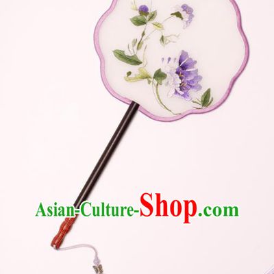 China Classical Palace Fan Traditional Hanfu Silk Fan Handmade Embroidered Fan