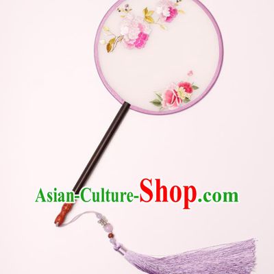 China Handmade Embroidered Begonia Fan Classical Palace Fan Traditional Hanfu Silk Fan