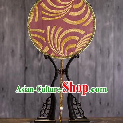 China Traditional Tang Dynasty Hanfu Fan Handmade Palace Fan Classical Dance Red Silk Circular Fan