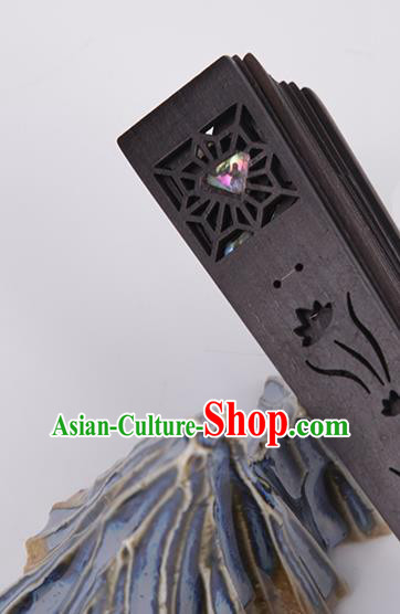 Chinese Classical Folding Fan Handmade Carving Fan Hollow Ebony Accordion Chinese Classical Folding Fan Handmade Carving Fan Hollow Ebony Accordion