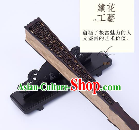 Chinese Handmade Ebony Fan Craft Classical Folding Fan Hollow Sandalwood Accordion Chinese Handmade Ebony Fan Craft Classical Folding Fan Hollow Sandalwood Accordion
