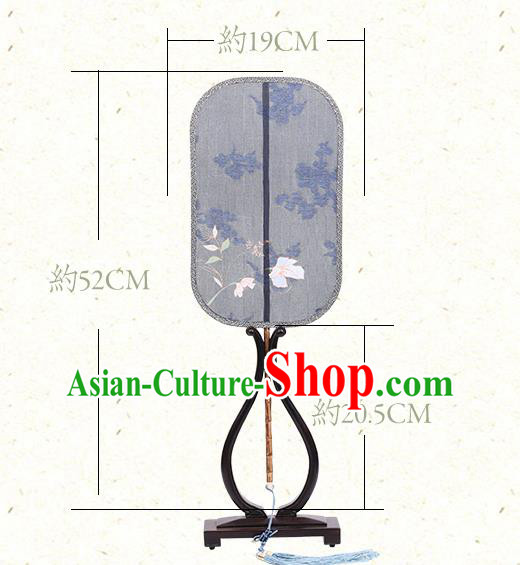 China Classical Navy Silk Fan Handmade Palace Fan Traditional Tang Dynasty Princess Fan China Classical Navy Silk Fan Handmade Palace Fan Traditional Tang Dynasty Princess Fan