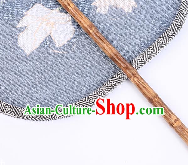 China Classical Navy Silk Fan Handmade Palace Fan Traditional Tang Dynasty Princess Fan China Classical Navy Silk Fan Handmade Palace Fan Traditional Tang Dynasty Princess Fan