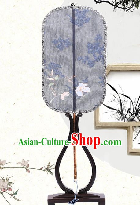 China Classical Navy Silk Fan Handmade Palace Fan Traditional Tang Dynasty Princess Fan China Classical Navy Silk Fan Handmade Palace Fan Traditional Tang Dynasty Princess Fan