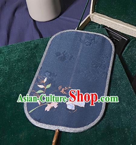 China Classical Navy Silk Fan Handmade Palace Fan Traditional Tang Dynasty Princess Fan China Classical Navy Silk Fan Handmade Palace Fan Traditional Tang Dynasty Princess Fan