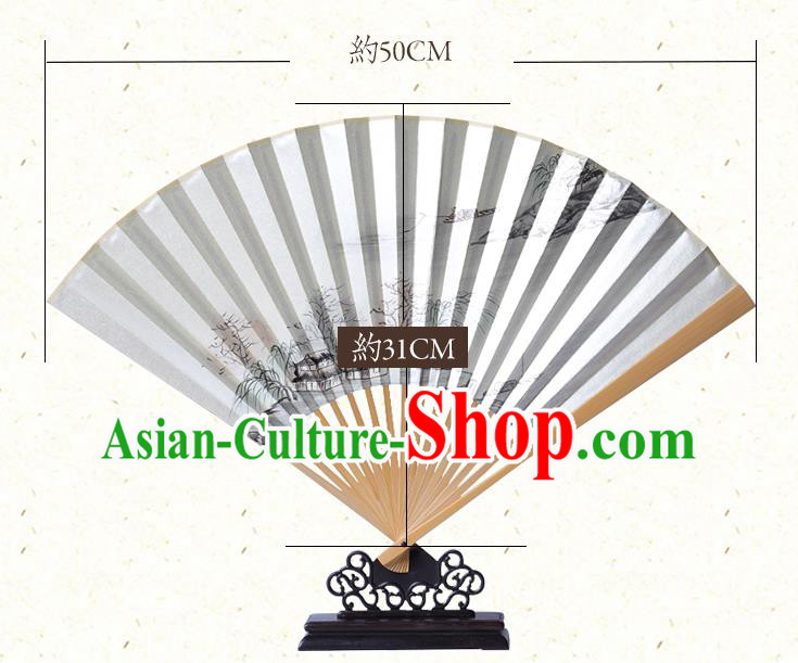 Chinese Classical Folding Fan Handmade Ink Painting Fan Traditional Bamboo Accordion Chinese Classical Folding Fan Handmade Ink Painting Fan Traditional Bamboo Accordion