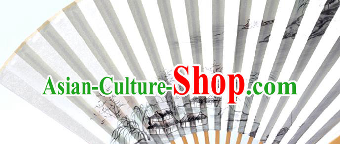 Chinese Classical Folding Fan Handmade Ink Painting Fan Traditional Bamboo Accordion Chinese Classical Folding Fan Handmade Ink Painting Fan Traditional Bamboo Accordion