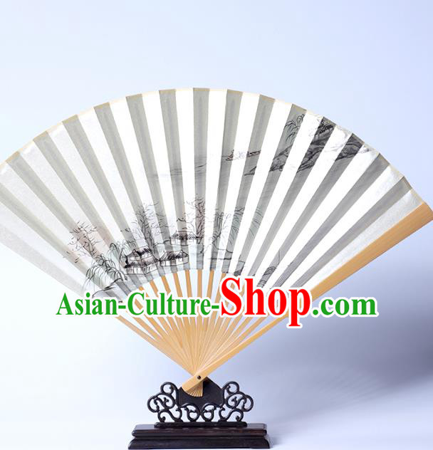 Chinese Classical Folding Fan Handmade Ink Painting Fan Traditional Bamboo Accordion Chinese Classical Folding Fan Handmade Ink Painting Fan Traditional Bamboo Accordion