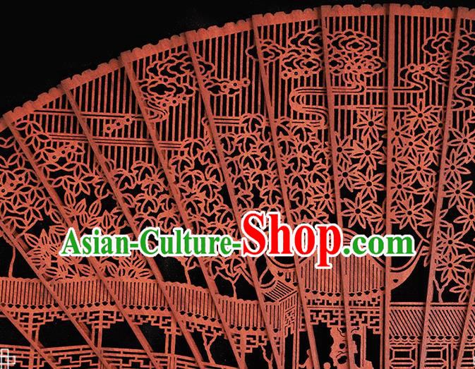 Chinese Traditional Red Sandalwood Accordion Classical Folding Fan Handmade Hollow Fan Chinese Traditional Red Sandalwood Accordion Classical Folding Fan Handmade Hollow Fan