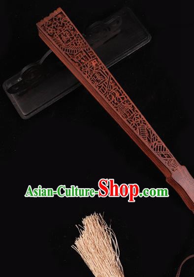 Chinese Traditional Red Sandalwood Accordion Classical Folding Fan Handmade Hollow Fan Chinese Traditional Red Sandalwood Accordion Classical Folding Fan Handmade Hollow Fan