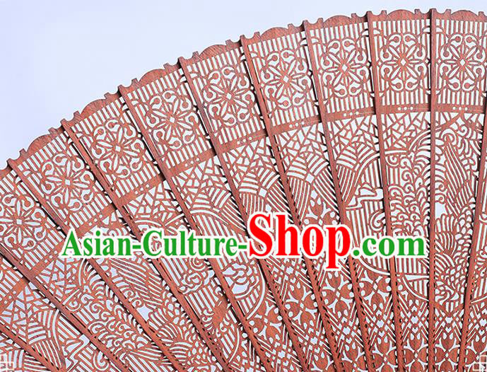 Chinese Classical Folding Fan Handmade Hollow Fan Traditional Red Sandalwood Accordion Chinese Classical Folding Fan Handmade Hollow Fan Traditional Red Sandalwood Accordion