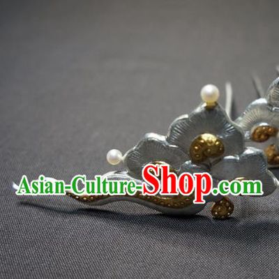 Chinese Ancient Princess Silver Cloud Hairpin Traditional Ming Dynasty Palace Lady Hair Stick