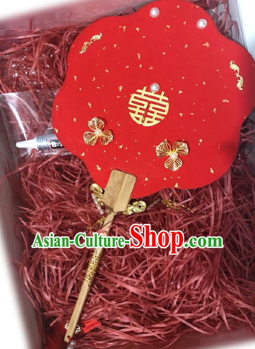 China Handmade Blueing Phoenix Palace Fan Classical Red Fan Traditional Wedding Fan China Handmade Blueing Phoenix Palace Fan Classical Red Fan Traditional Wedding Fan