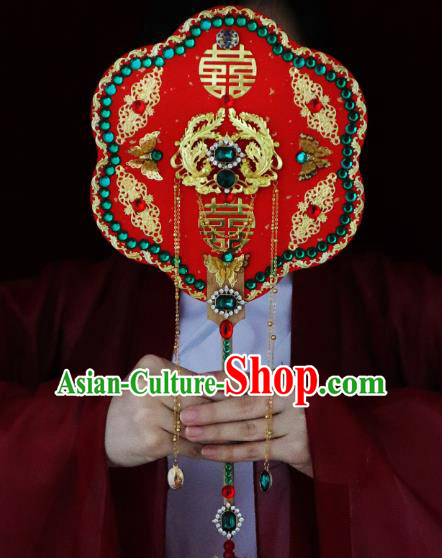 China Handmade Green Crystal Palace Fan Classical Bride Red Fan Traditional Wedding Silk Fan China Handmade Green Crystal Palace Fan Classical Bride Red Fan Traditional Wedding Silk Fan