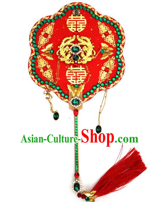 China Handmade Green Crystal Palace Fan Classical Bride Red Fan Traditional Wedding Silk Fan China Handmade Green Crystal Palace Fan Classical Bride Red Fan Traditional Wedding Silk Fan