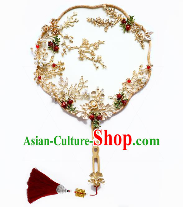 China Handmade Ancient Princess Palace Fan Classical Silk Fan Traditional Pomegranate Fan China Handmade Ancient Princess Palace Fan Classical Silk Fan Traditional Pomegranate Fan