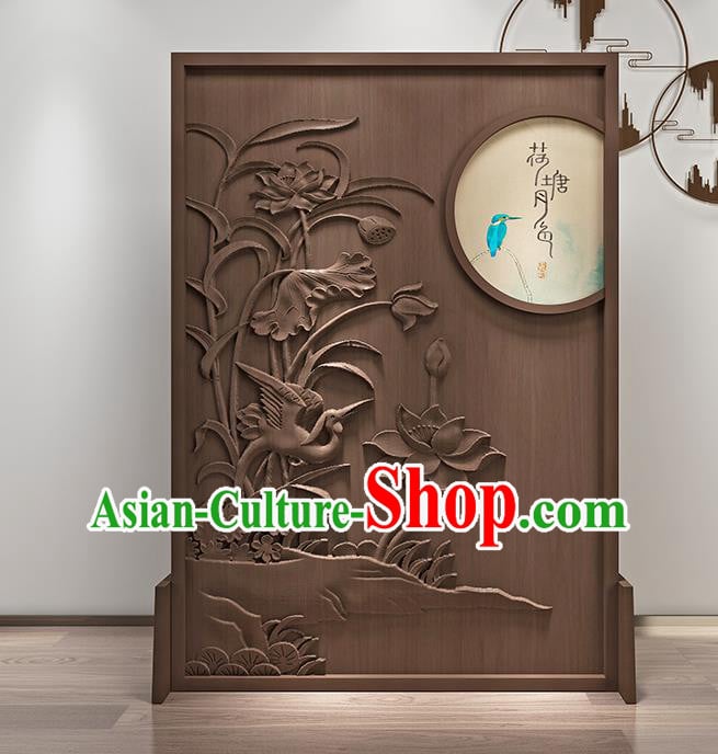 Chinese Living Room Folding Screen Handmade Carving Lotus Wood Screen Chinese Living Room Folding Screen Handmade Carving Lotus Wood Screen