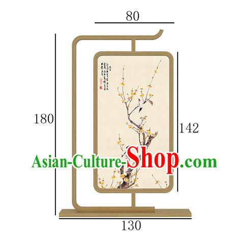 Chinese Handmade Walnut Stand Screen Printing Plum Bird Floor Lantern Chinese Handmade Walnut Stand Screen Printing Plum Bird Floor Lantern