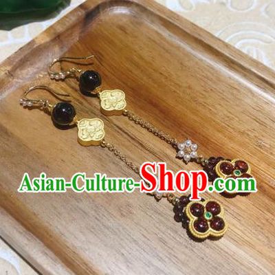 China Handmade Ear Accessories Traditional Cheongsam Garnet Earrings
