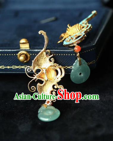 China Handmade Blueing Bat Ear Accessories Traditional Qing Dynasty Court Earrings China Handmade Blueing Bat Ear Accessories Traditional Qing Dynasty Court Earrings