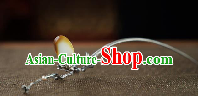 Chinese National Silver Mangnolia Hair Stick Traditional Cheongsam Hetian Jade Hairpin Chinese National Silver Mangnolia Hair Stick Traditional Cheongsam Hetian Jade Hairpin