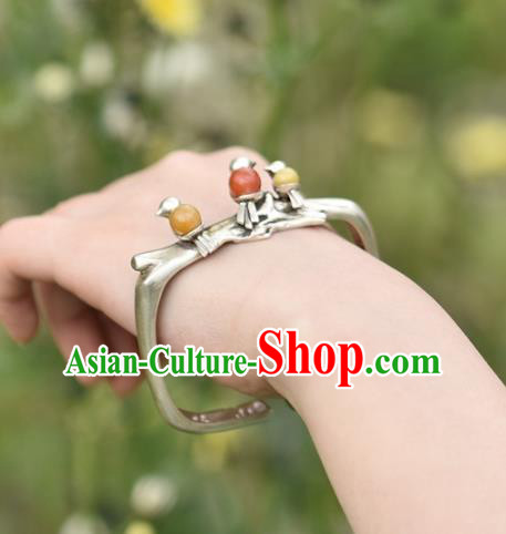 Chinese Traditional Silver Birds Wristlet Accessories National Cheongsam Bracelet Chinese Traditional Silver Birds Wristlet Accessories National Cheongsam Bracelet