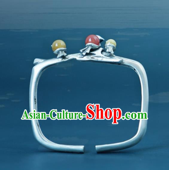 Chinese Traditional Silver Birds Wristlet Accessories National Cheongsam Bracelet Chinese Traditional Silver Birds Wristlet Accessories National Cheongsam Bracelet