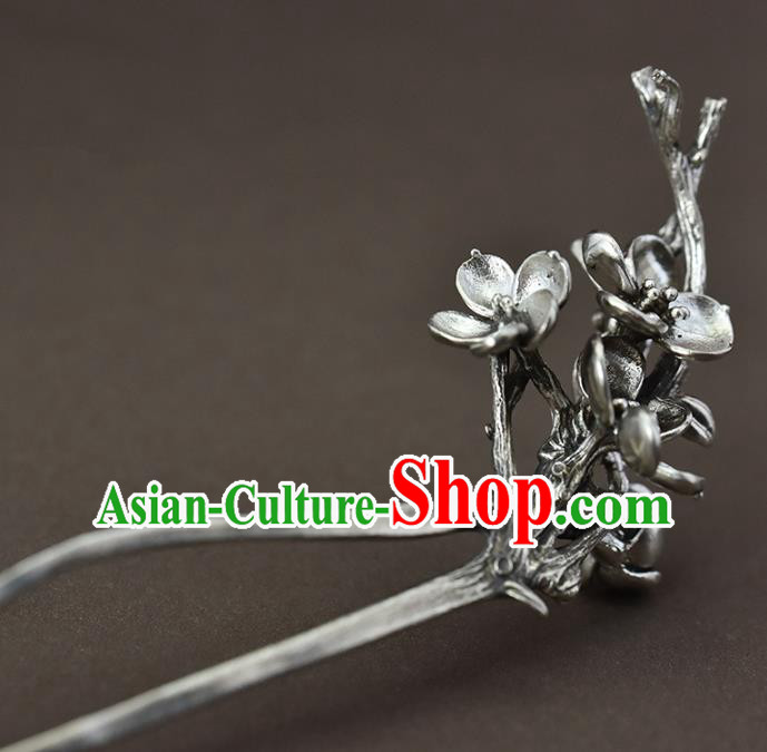Chinese National Cheongsam Hair Stick Traditional Hair Accessories Handmade Silver Plum Hairpin Chinese National Cheongsam Hair Stick Traditional Hair Accessories Handmade Silver Plum Hairpin