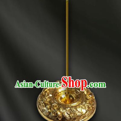 Chinese Traditional Incense Pedestal Carving Eight immortals Golden Censer
