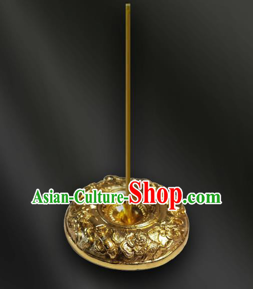 Chinese Traditional Incense Pedestal Carving Eight immortals Golden Censer Chinese Traditional Incense Pedestal Carving Eight immortals Golden Censer