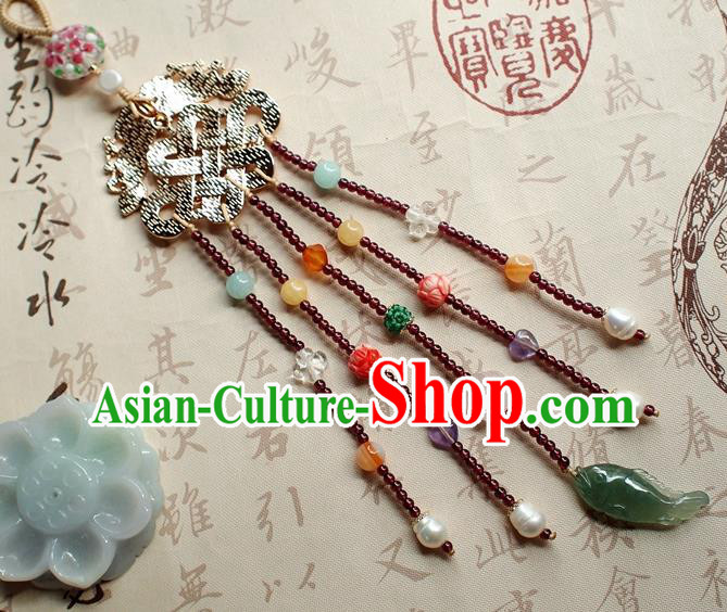 Chinese Traditional Jadeite Pendant Accessories National Cheongsam Garnet Tassel Brooch Chinese Traditional Jadeite Pendant Accessories National Cheongsam Garnet Tassel Brooch
