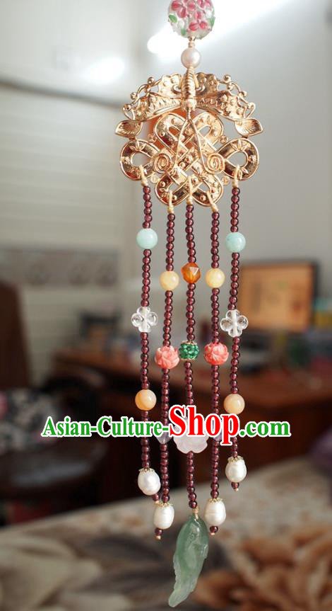 Chinese Traditional Jadeite Pendant Accessories National Cheongsam Garnet Tassel Brooch Chinese Traditional Jadeite Pendant Accessories National Cheongsam Garnet Tassel Brooch