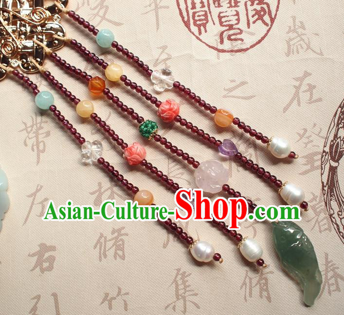 Chinese Traditional Jadeite Pendant Accessories National Cheongsam Garnet Tassel Brooch Chinese Traditional Jadeite Pendant Accessories National Cheongsam Garnet Tassel Brooch