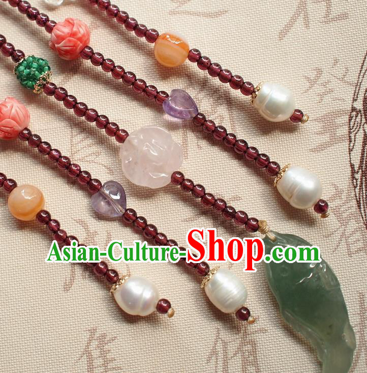 Chinese Traditional Jadeite Pendant Accessories National Cheongsam Garnet Tassel Brooch Chinese Traditional Jadeite Pendant Accessories National Cheongsam Garnet Tassel Brooch
