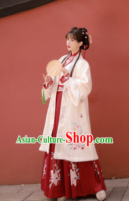 China Ancient Hanfu Garment Traditional Song Dynasty Young Beauty Embroidered Costumes Complete Set China Ancient Hanfu Garment Traditional Song Dynasty Young Beauty Embroidered Costumes Complete Set