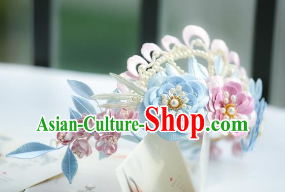 Chinese Traditional Song Dynasty Hair Accessories Ancient Princess Silk Peony Hair Crown Chinese Traditional Song Dynasty Hair Accessories Ancient Princess Silk Peony Hair Crown