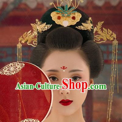 Chinese Ancient Tang Dynasty Imperial Concubine Hair Crown and Hairpins