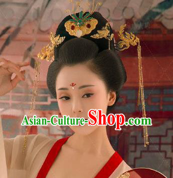 Chinese Ancient Tang Dynasty Imperial Concubine Hair Crown and Hairpins Chinese Ancient Tang Dynasty Imperial Concubine Hair Crown and Hairpins
